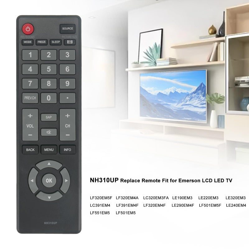 WINFLIKE New NH310UP Replace Remote Fit for Emerson LCD LED TV LF320EM5F LF320EM4A LC320EM3FA LE190EM3 LE220EM3 LE320EM3 LC391EM4 LF391EM4F LF320EM4F LE290EM4F LF501EM5F LE240EM4 LF551EM5 LF501EM5 - Image 2